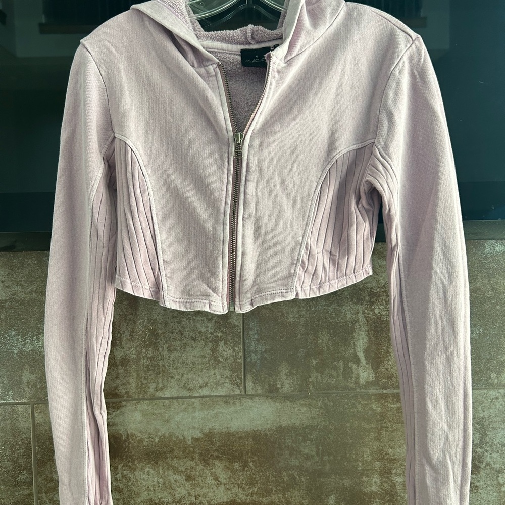 Urban Outfitters Light Pink Cropped Hoodie